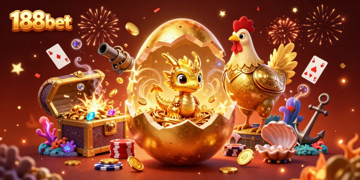 Experience the thrill of betting with 188bet in this vibrant casino illustration featuring poker chips and dragons.
