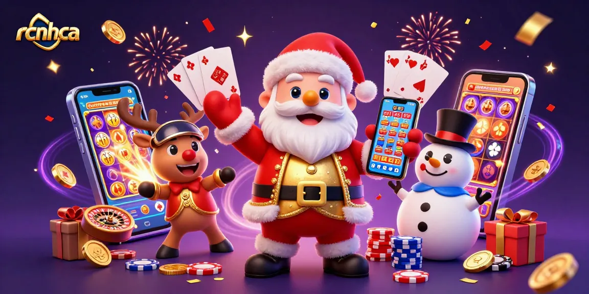 Engage at rcnhca with Santa celebrating slots, vibrant casino elements, and festive excitement.