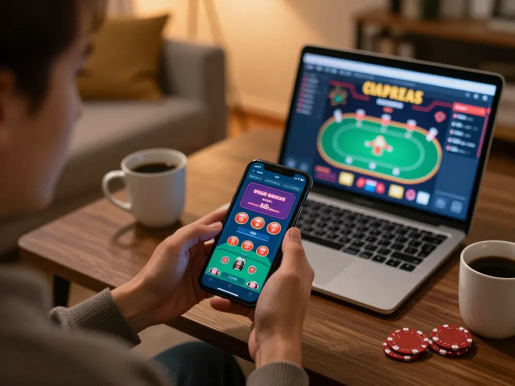 Player using nhà cái cm88 app on smartphone for exciting online gaming experience.