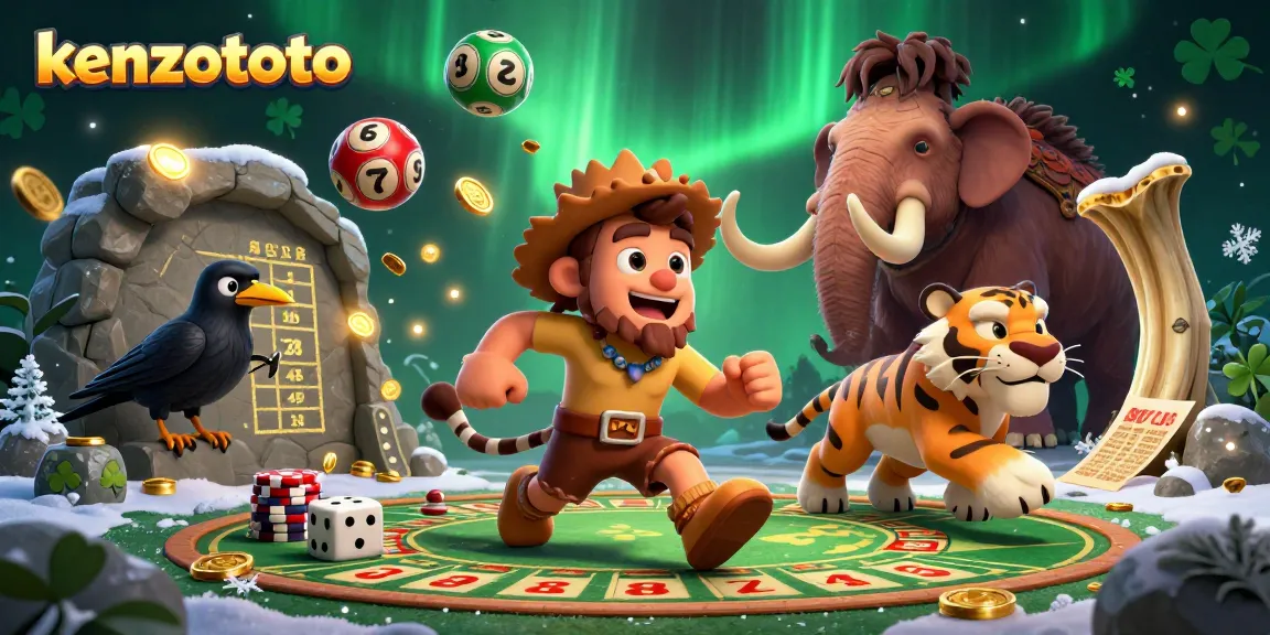 Experience the excitement at kenzototo with lottery balls and golden coins in a vibrant casino scene.