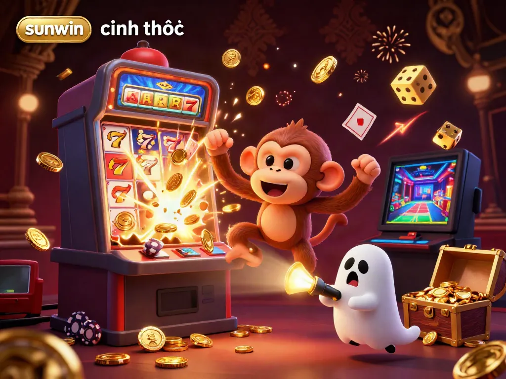 Experience excitement with "sunwin chính thức" as the ghost-hunter puppy tracks the playful poltergeist monkey in a vibrant casino.