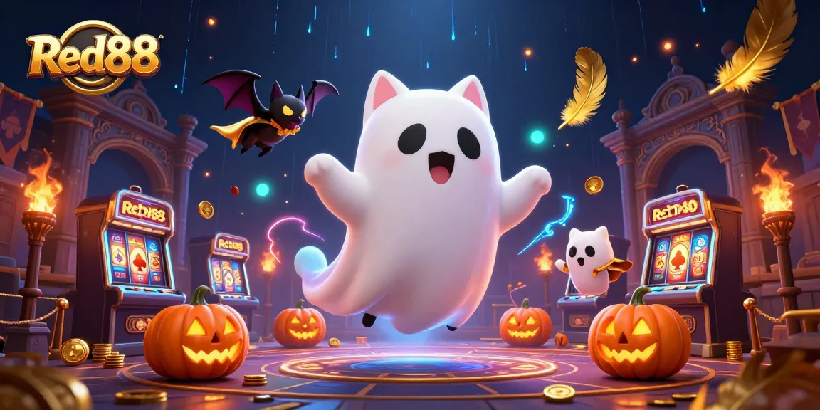 Experience thrilling gameplay at Red88 with ghostly characters and a haunted casino setting.