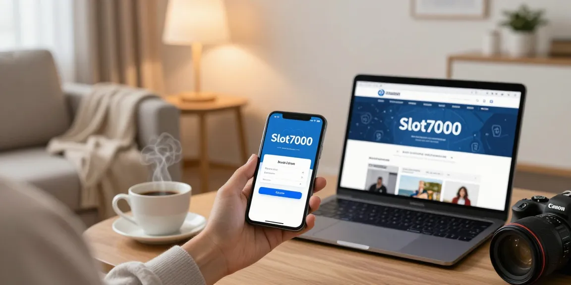 User accessing Slot7000 app on smartphone in cozy living room, showcasing easy login experience.