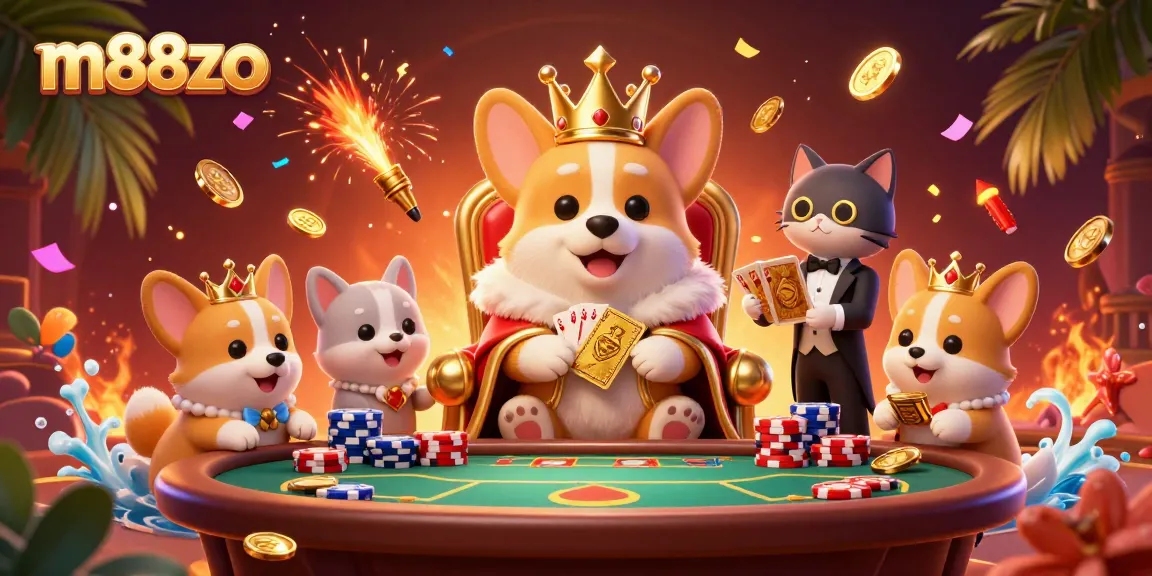 Experience the m88zo thrill of a royal poker scene with dynamic elements and vibrant characters.