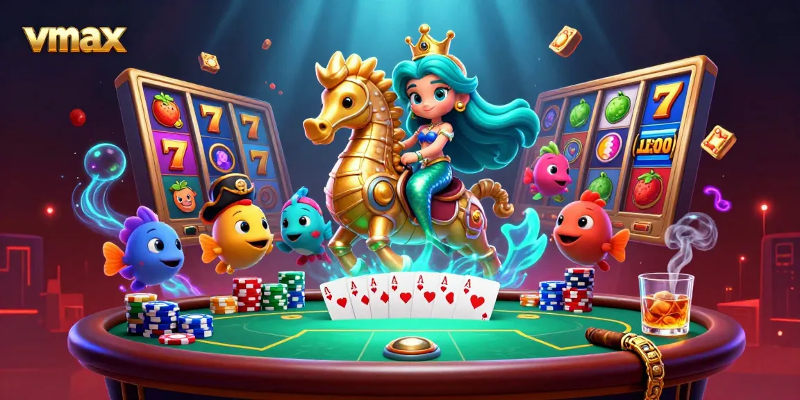 Experience vibrant vmax slots with a mermaid princess and dynamic casino elements.