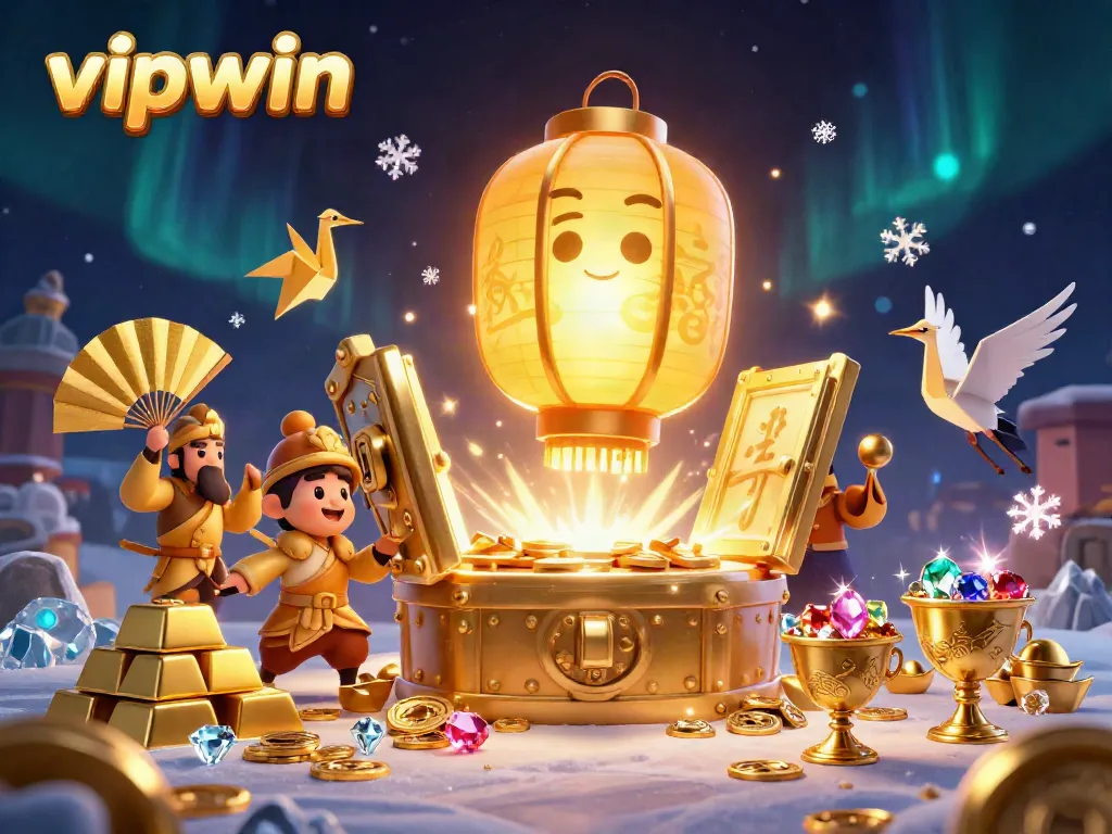 Experience the excitement of vipwin with a glowing lantern spirit and treasure vault bursting with gold!
