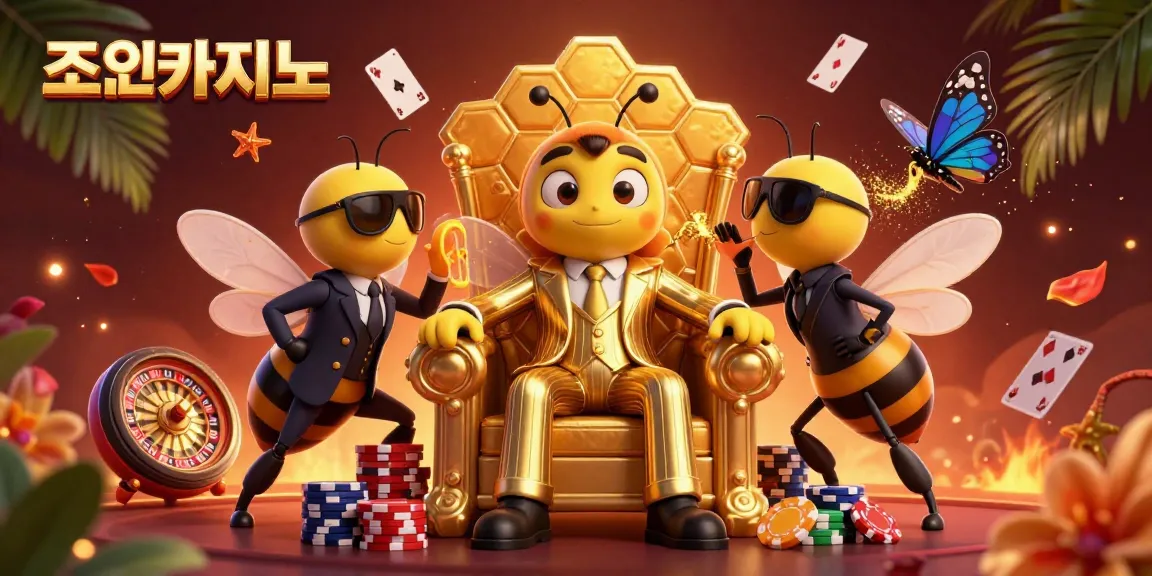 Experience thrilling gameplay at 조이카지노 with a vibrant 3D casino scene featuring a bumblebee mob boss.