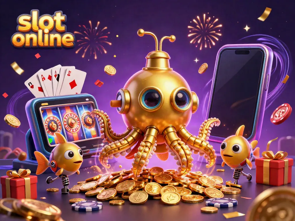 Memenangkan slot online dengan gaya, karakter kraken 3D dan koin emas menghiasi permainan kasino ini.
