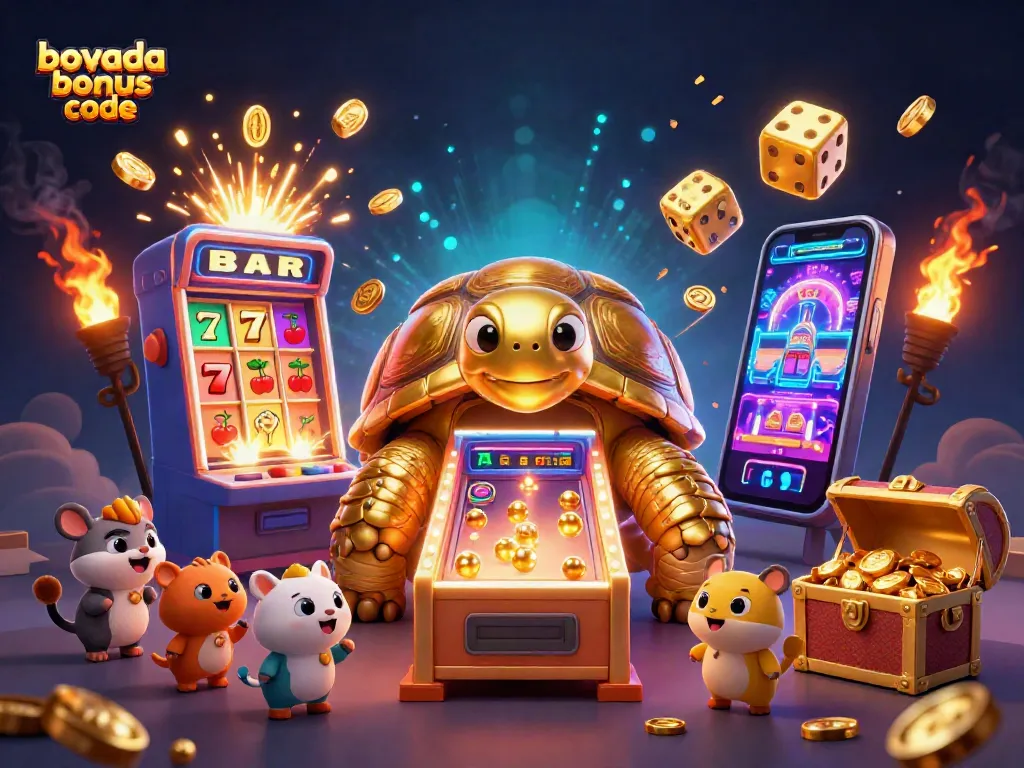 Spin the reels with Bovada bonus code for exciting casino jackpots amidst vibrant 3D visuals.