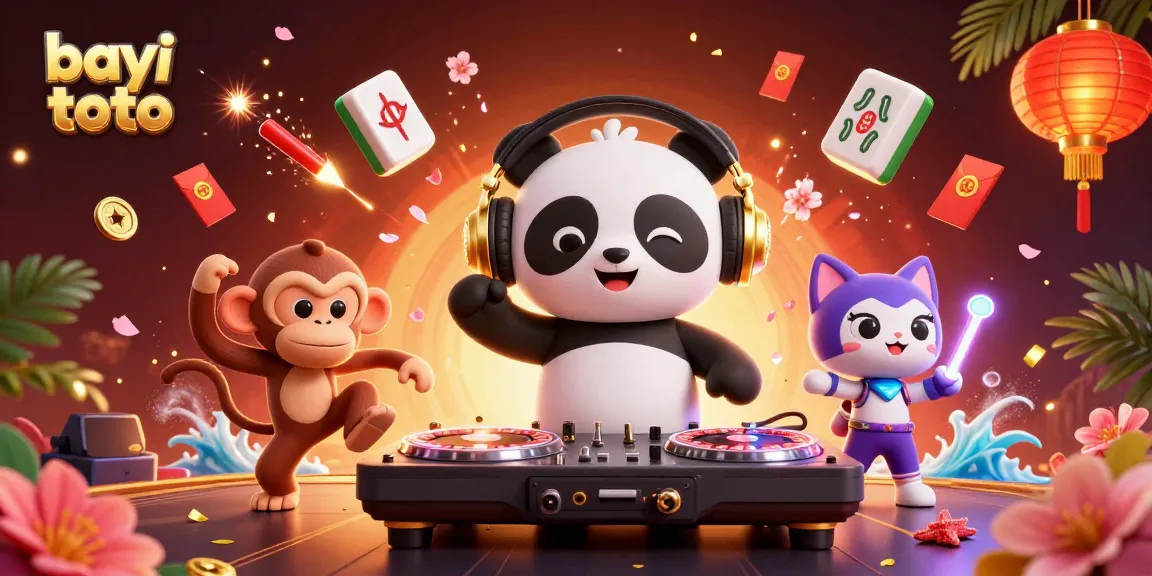 Experience the thrill of bayi toto with a lively 3D casino party featuring DJ panda and fun characters.