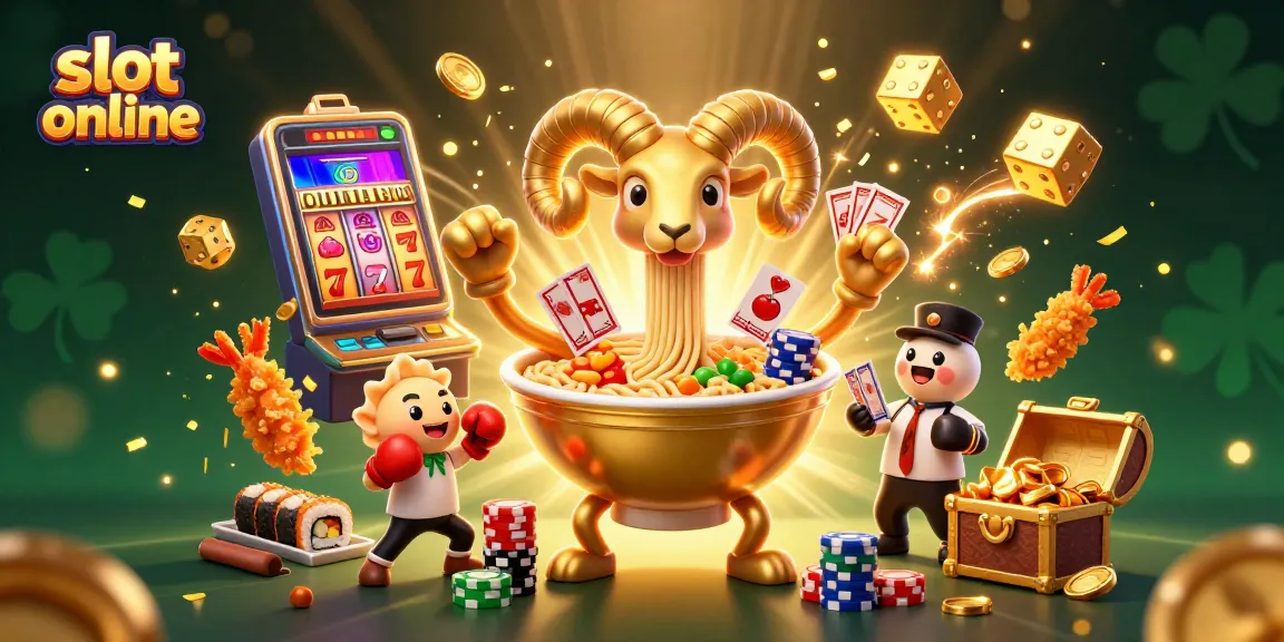 Slot online hadir dalam ilustrasi menarik dengan permainan yang menghibur dan simbol keberuntungan.