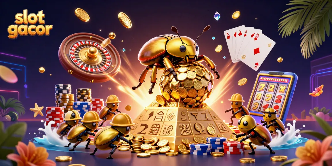 Menangkan slot gacor dengan simbol kasino dan koin emas yang menggoda di tajuk gambar ini