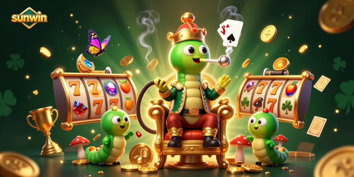 Experience the excitement of sunwin with a whimsical 3D depiction of a caterpillar poker master.