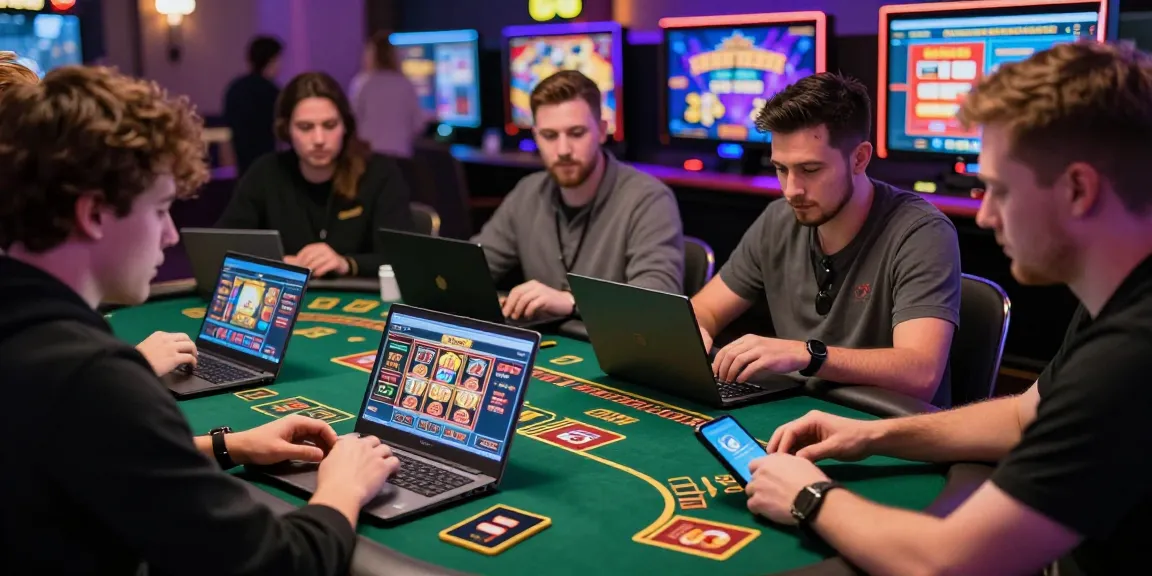 Exciting online gameplay at credit card casinos for UK players, showcasing vibrant atmosphere from https://sii.org.uk/ with friends engaged in games.
