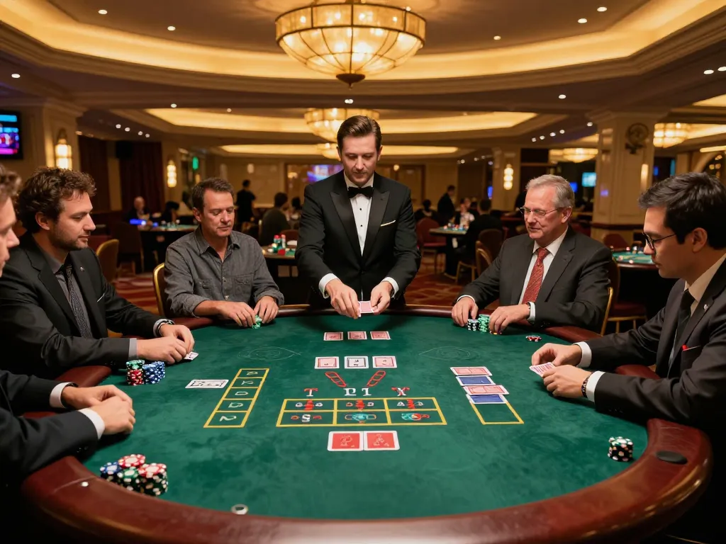 123hero players engaging in strategic blackjack gameplay at a luxury casino table