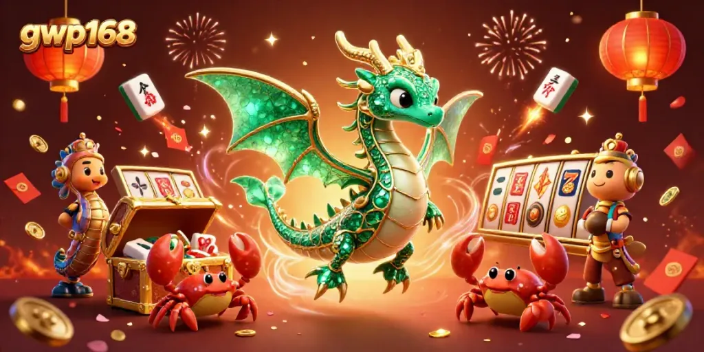 Menangkan slot gacor di gwp168 dengan ilustrasi naga laut dan harta karun yang megah.