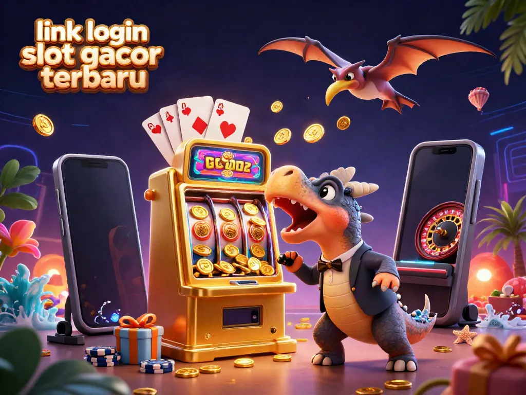 Menangkan jackpot dengan link login slot gacor terbaru dalam ilustrasi ceria berwarna-warni.