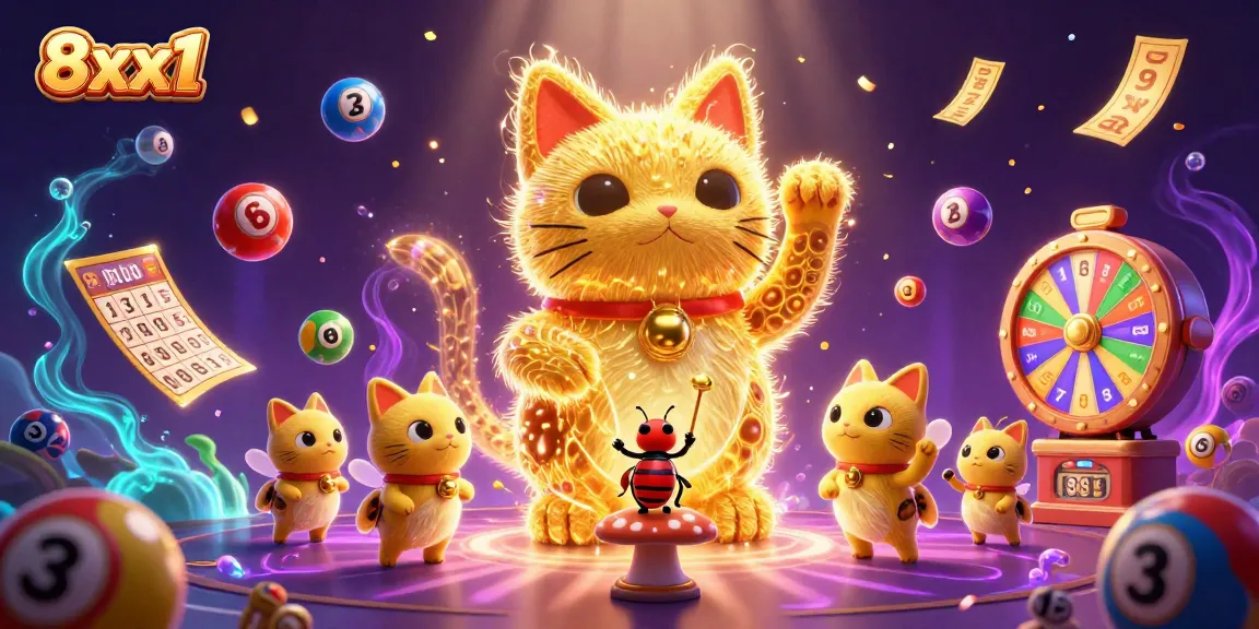 Capture your fortune at 8xx1 with our giant lucky cat and vibrant jackpot celebration!