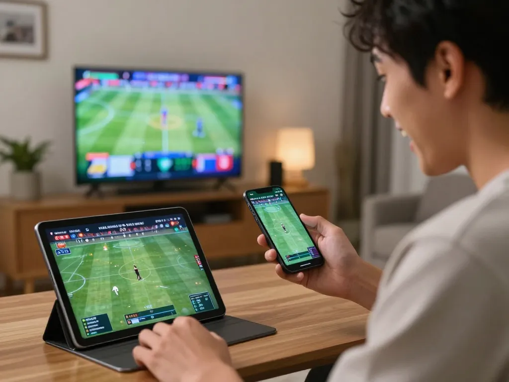 Engaged user placing bets on ok365 sports platform from a cozy home setup.
