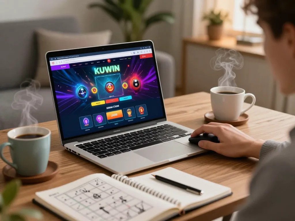 Engaging in online gaming on the KUWIN platform with a cozy home setup.
