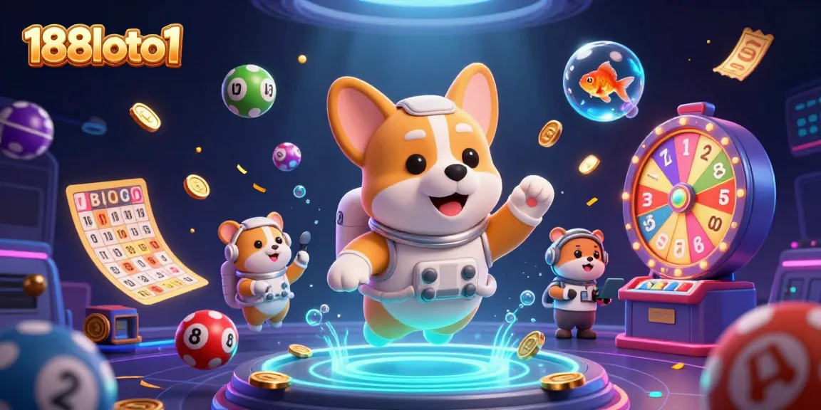 Join the fun at 188loto1 with vibrant lottery elements and dynamic casino games in a captivating 3D illustration.