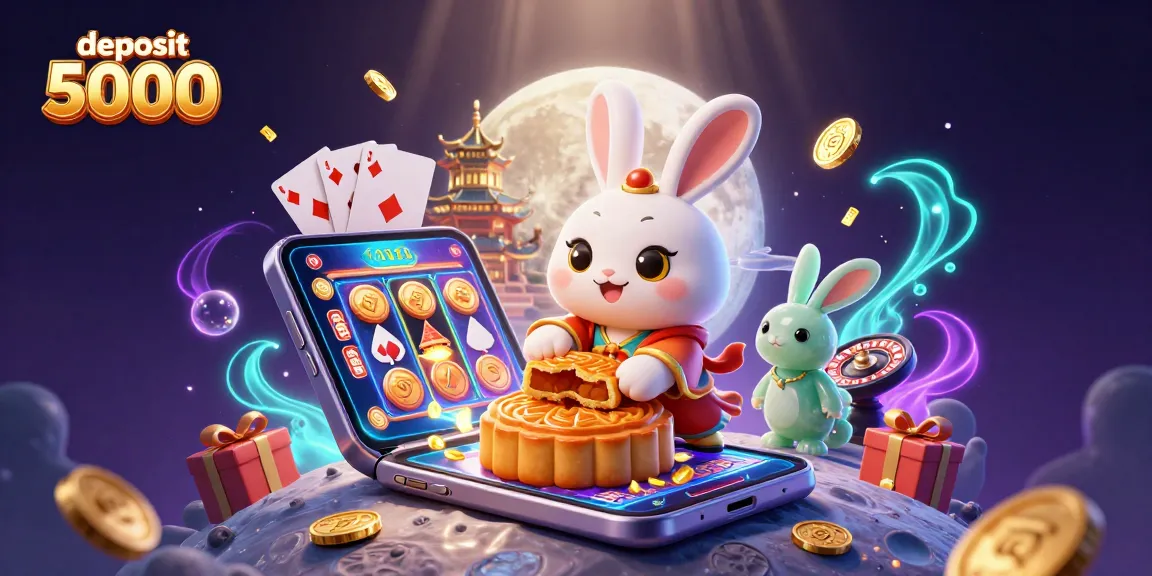 Engage with the deposit 5000 slots adventure featuring the moon rabbit amidst vibrant casino elements.