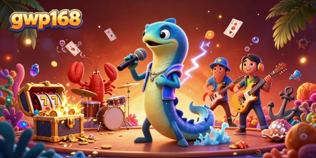 Pemain slot menang di gwp168 dengan representasi ilustrasi 3D yang meriah dan berwarna.