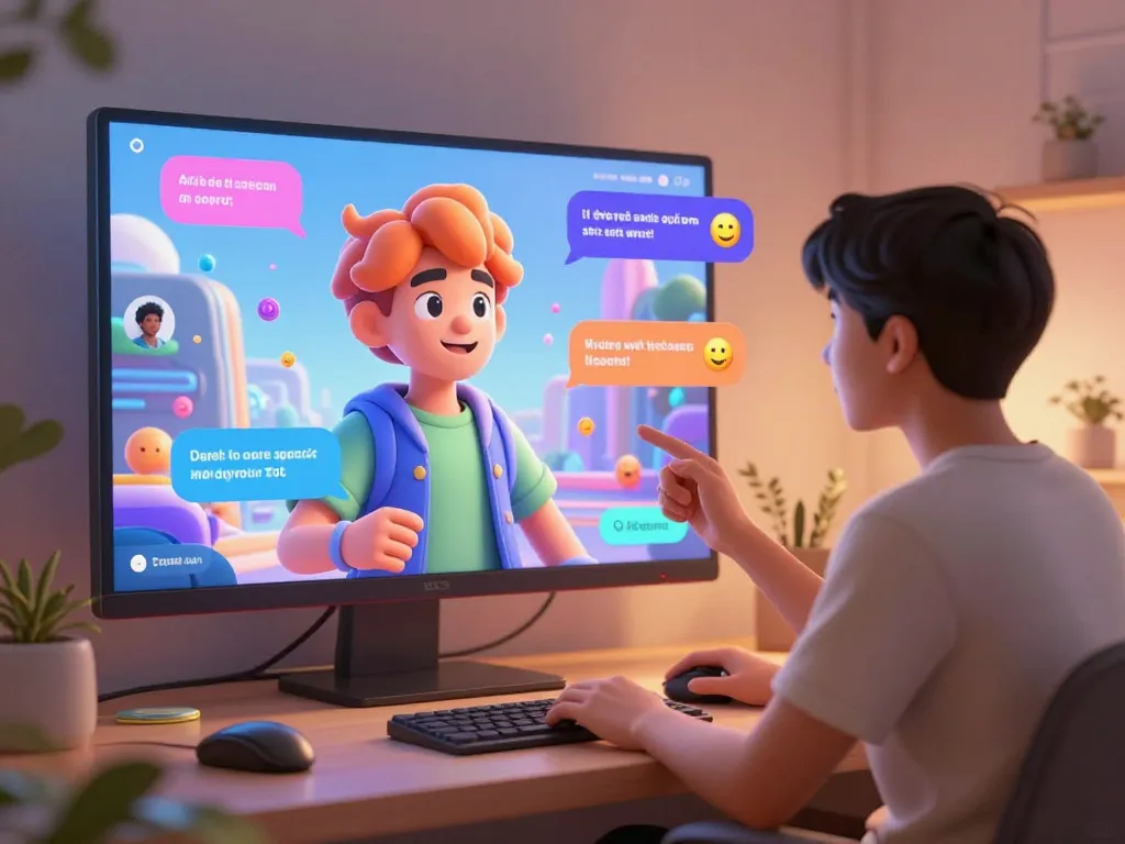 Engaging free ai sex chat interaction with a customizable AI character in a vibrant digital environment