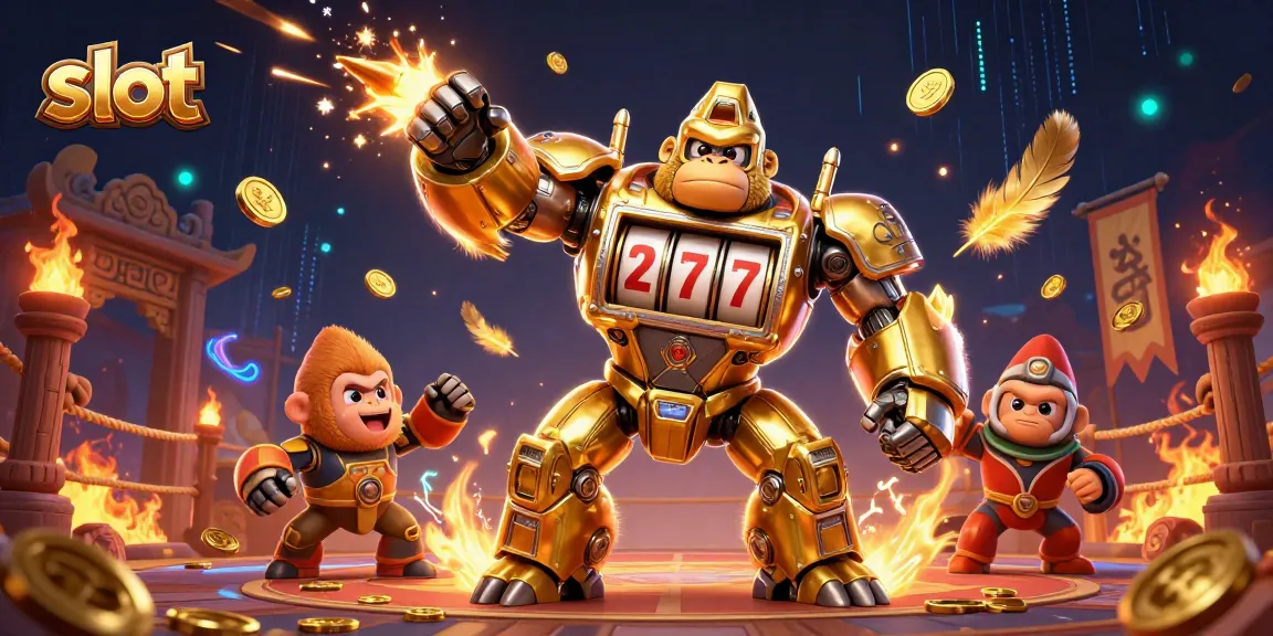 Slot gacor malam ini menghadirkan karakter mech gorila yang unik dan slot machine dengan efek menarik.