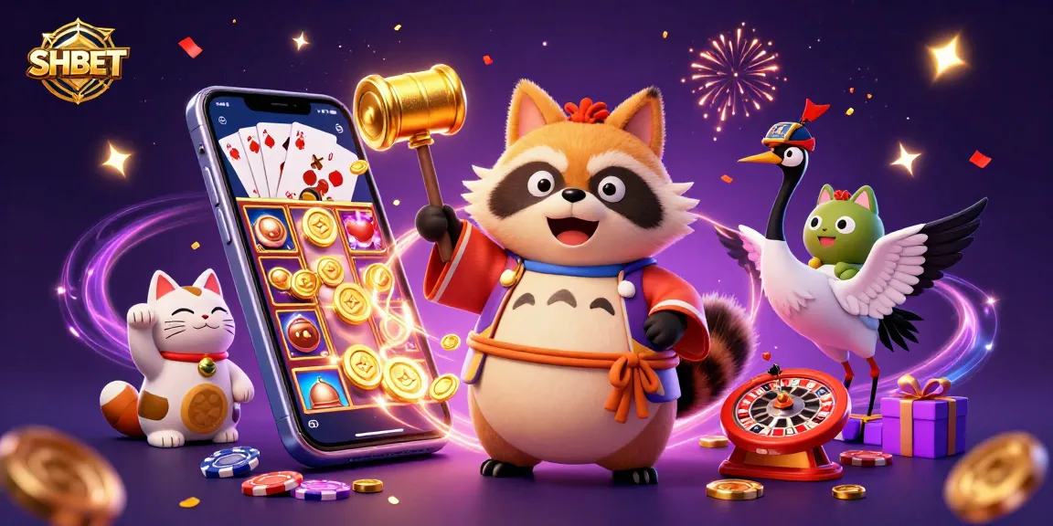 Experience the thrill of SHBET with vibrant gaming elements and joyful characters celebrating wins.