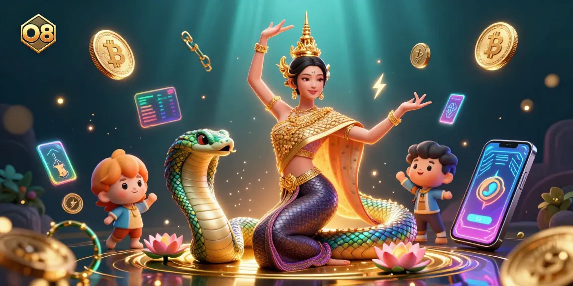 Capture the thrilling world of O8 as players engage with vibrant casino elements and crypto coins.