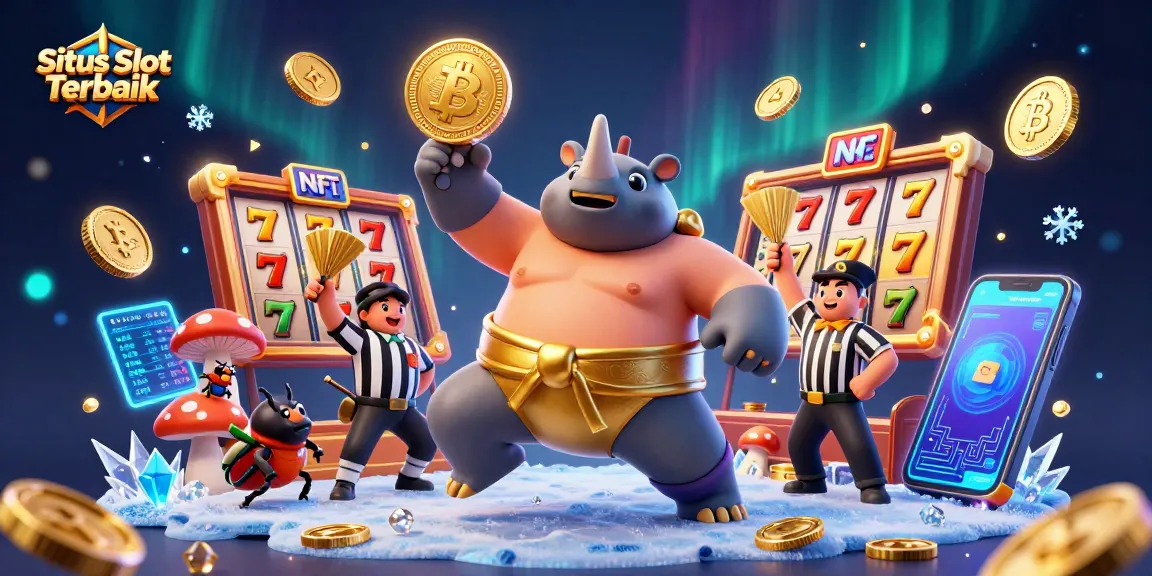 Experience Situs Slot Terbaik with vibrant characters and slot elements in a dynamic casino scene.