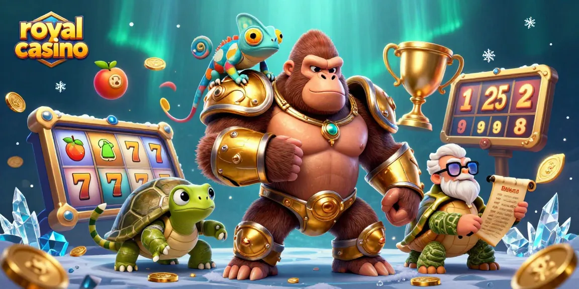Unlock thrilling gameplay and jackpots at royal casino with friendly characters and vibrant slot visual elements.