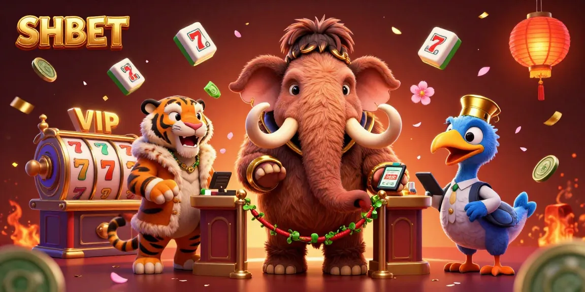 Experience SHBET like never before with a vibrant 3D casino scene featuring animated characters and rich game elements.