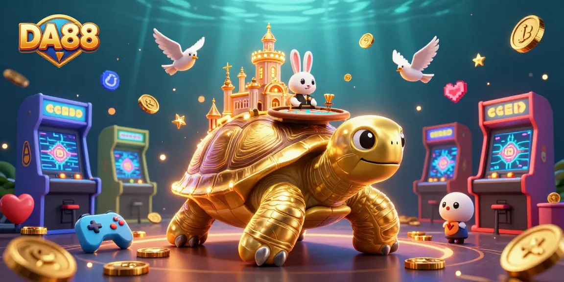 Engage with DA88 as a rabbit dealer manages exciting poker games on a golden tortoise.