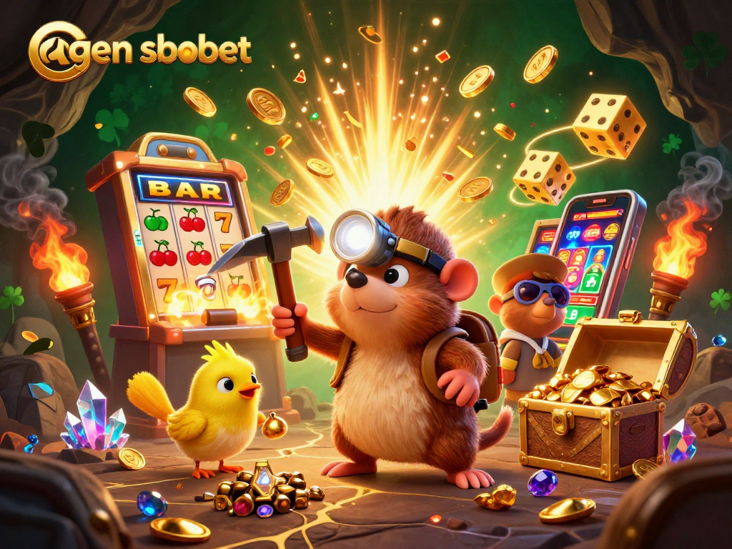 Experience thrilling online betting with agen sbobet surrounded by exciting casino elements.