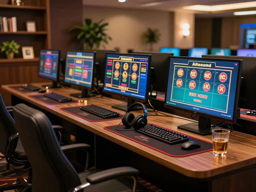 Engaged player exploring nohu slots in a modern online casino setup for strategic gaming