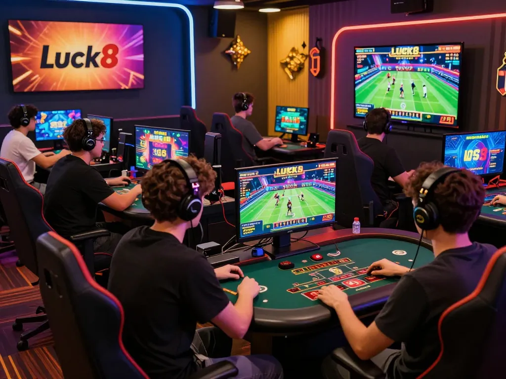 Engaged players enjoying dynamic games on the Luck8 online gaming platform, highlighting interactive betting and live dealer experiences.