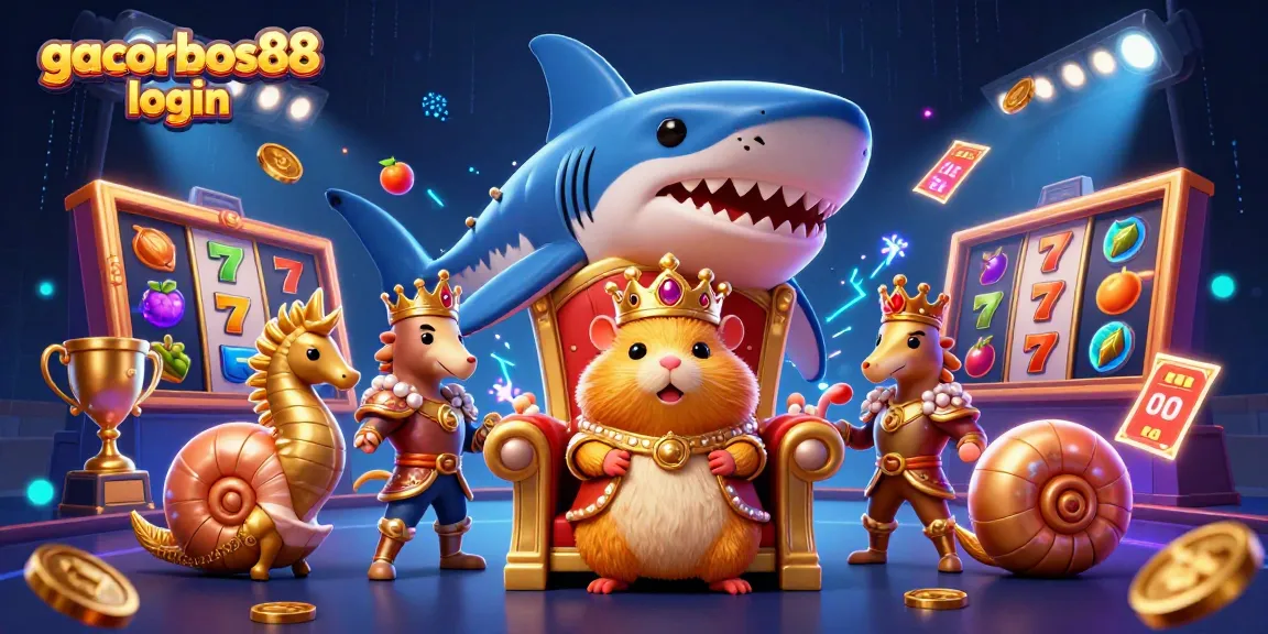 Engage with gacorbos88 login to achieve jackpot wins in a vibrant, dynamic casino illustration.