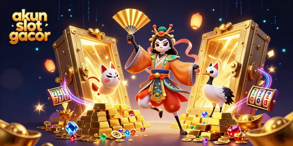 Experience akun slot gacor excitement with dynamic characters and stunning casino elements in a vibrant scene.