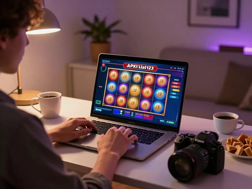Momen menarik seorang pemain menikmati slot kasino online APK Ulat123.