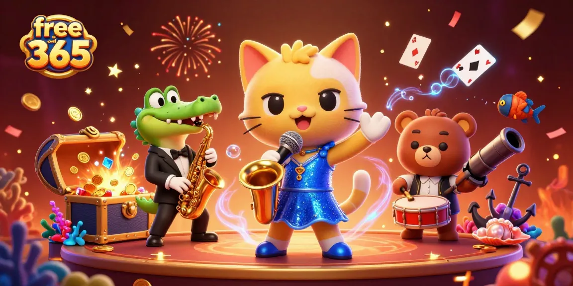 Experience thrilling wins with free credit 365 at vibrant online casinos featuring lively characters and game elements.