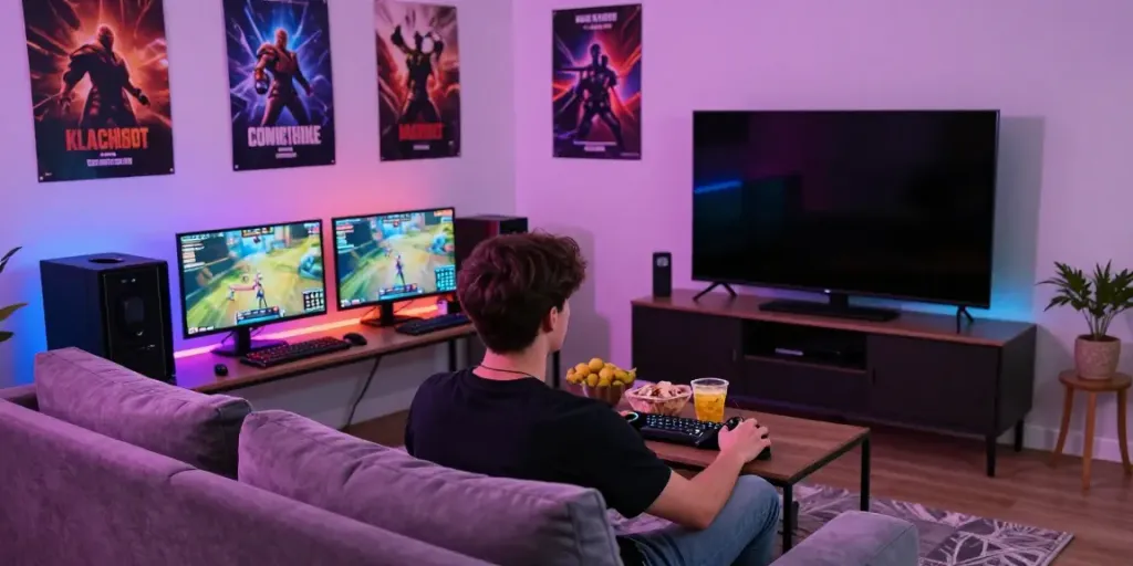 Penggemar game menikmati pengalaman bermain di NYONYA4D dengan suasana modern dan nyaman.