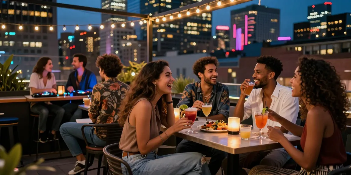 Gái gọi thưởng thức đêm vui vẻ tại quán bar rooftop ở thành phố
