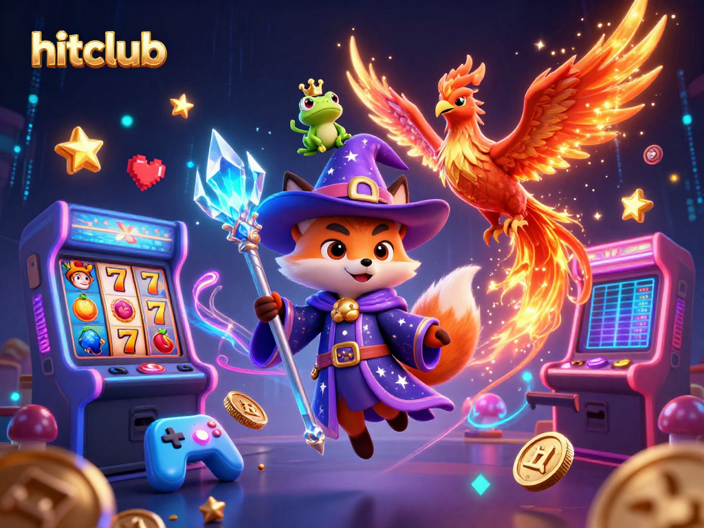 Experience immersive gameplay at hitclub with a vibrant 3D casino-themed illustration.