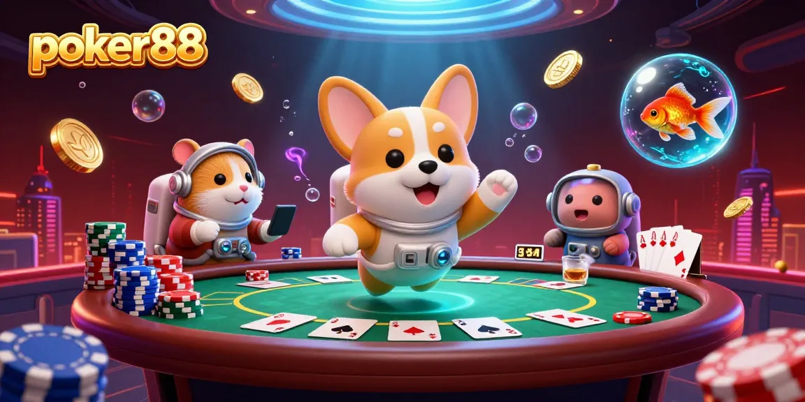 Permainan poker88 yang seru di luar angkasa dengan karakter menggemaskan dan elemen kasino yang memikat.
