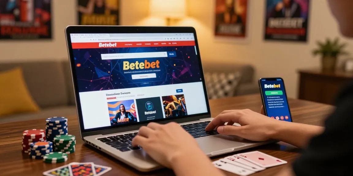 Engaging home scene with Betebet online betting setup and accessories.