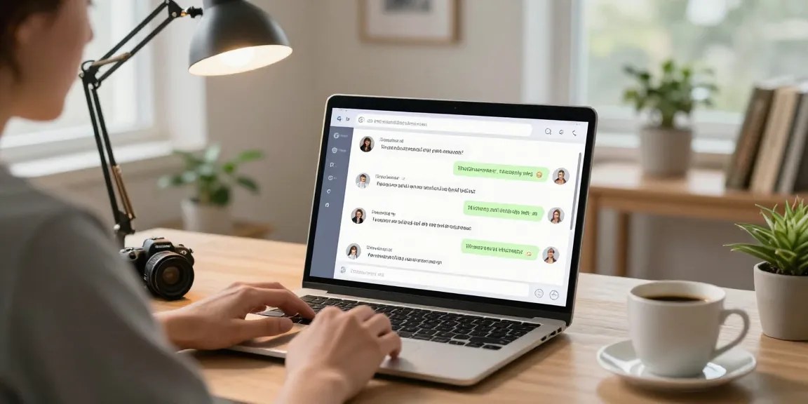 Engaging in an ai spicy chat within a cozy home office, showcasing vibrant digital interactions and a comfortable workspace atmosphere.