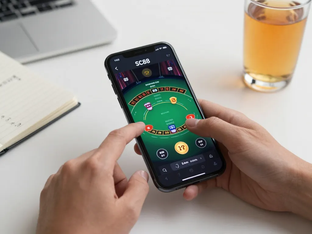 SC88 mobile app showing exciting blackjack game action on a smartphone screen.