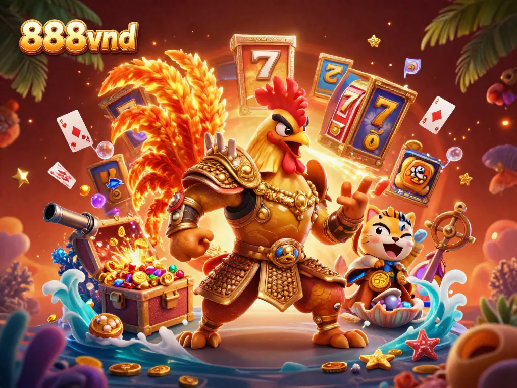 Engage in thrilling casino action with 888vnd's vibrant characters and dynamic elements.
